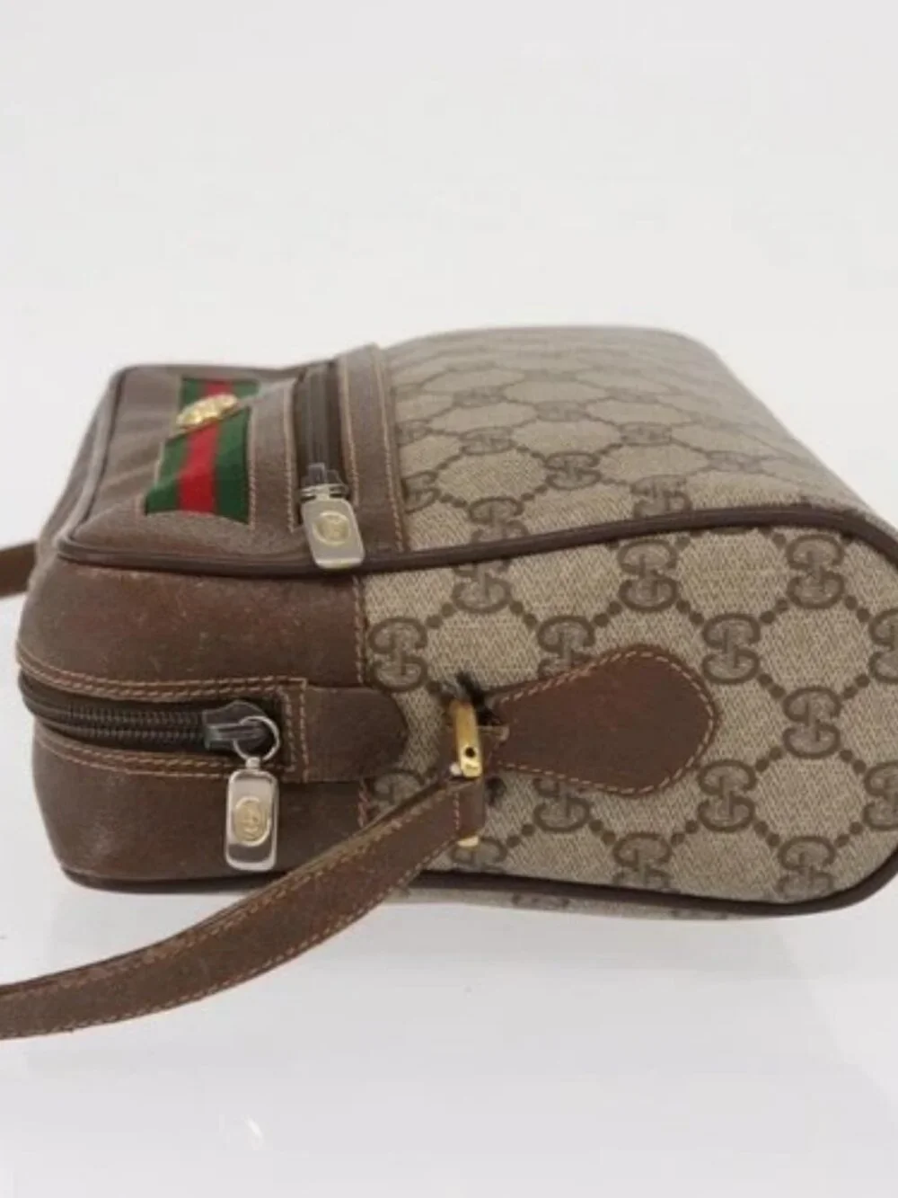 GUCCI GG Supreme Web Sherry Line Bag PVC Beige Gold 56 02 088 Auth ep12756 - Picture 4 of 16